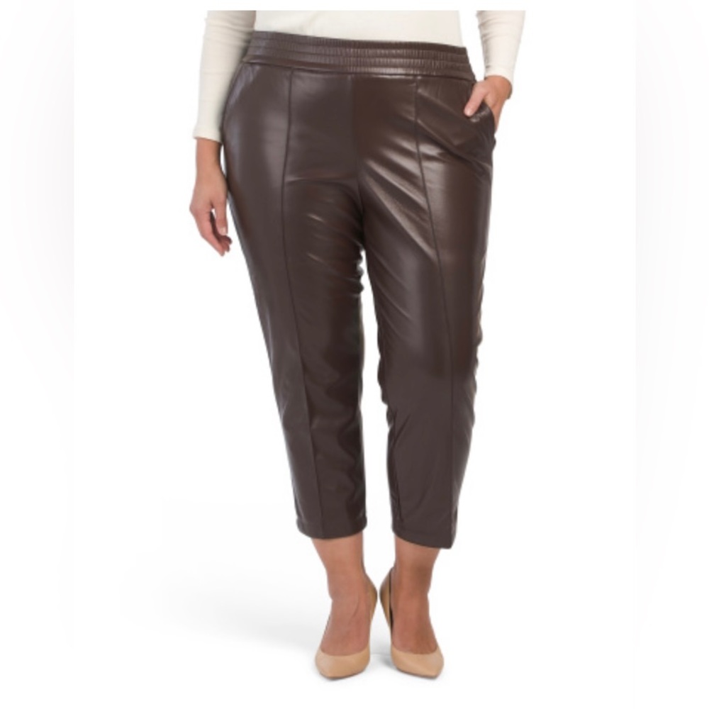 Rachel Zoe Faux Leather Pants 3x Cognac Brown